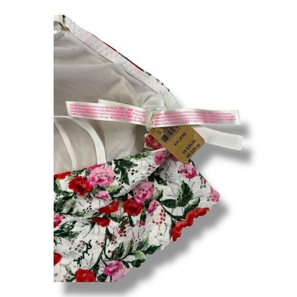 Pink Bralette Floral Lace Bra Removable Cups Wirefree Size Extra Extra Large - Picture 6 of 7